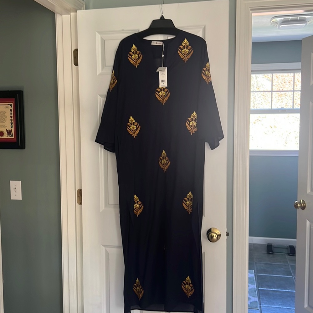 Tory Burch Embroidered Cotton Voile Caftan NWT